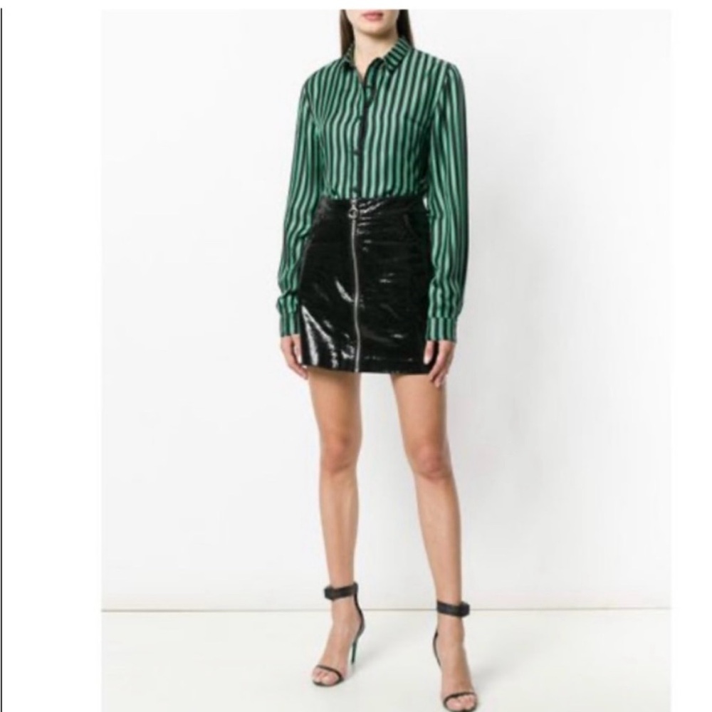 RtA Green and Black Silk Striped Shirt
